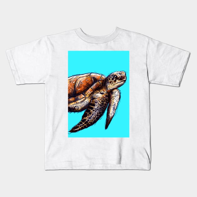 Green Sea Turtle Kids T-Shirt by JuicyCreations